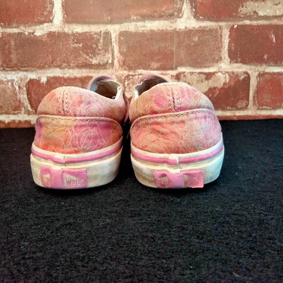 Vans Shoes Girls Size 1.5 Pink Flower Sneakers Slip-Ons - Picture 3 of 9
